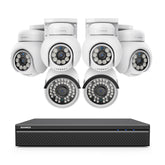 16 Channel 4K PoE Bullet & PTZ Security Camera System, 8MP Outdoor PoE IP Cameras, Pan & Tilt, ONVIF Supported NVR, Two-Way Audio, Smart Human/Vehicle Detection (2x IP Cameras+4x PT Cameras)